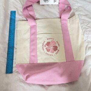 Hawaii mini canvas tote bag - inspired by Trader Joe’s Pink and Cream Tote Bag